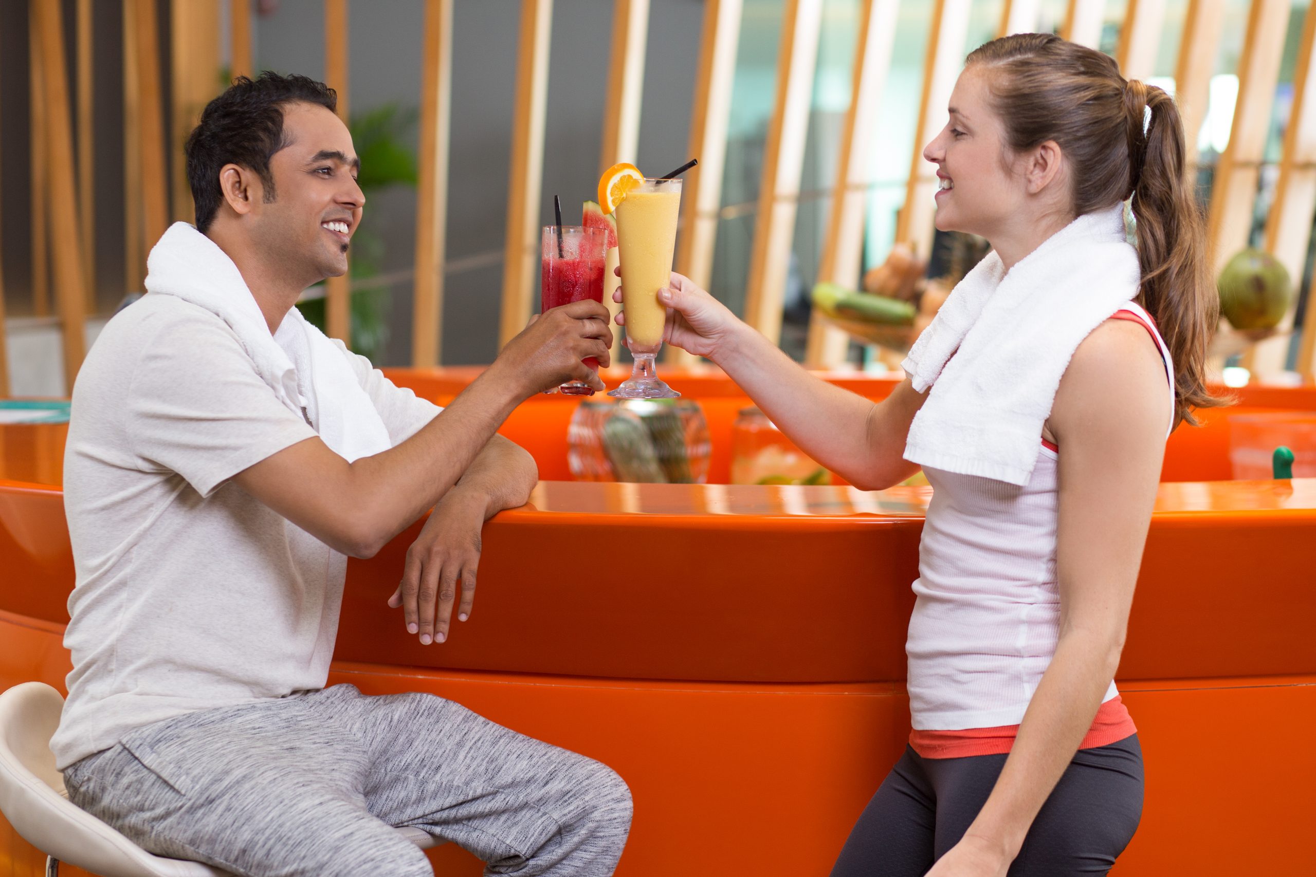 SV-300 fruit smoothie vending machine in a fitness center  